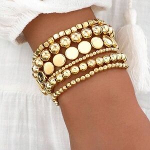 Elegant Gold Beaded Bracelet Set